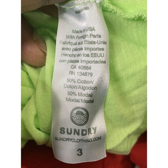 Sundry Women's Neon Green Long Sleeve Tee‎ SZ 3/L - Picture 6 of 8